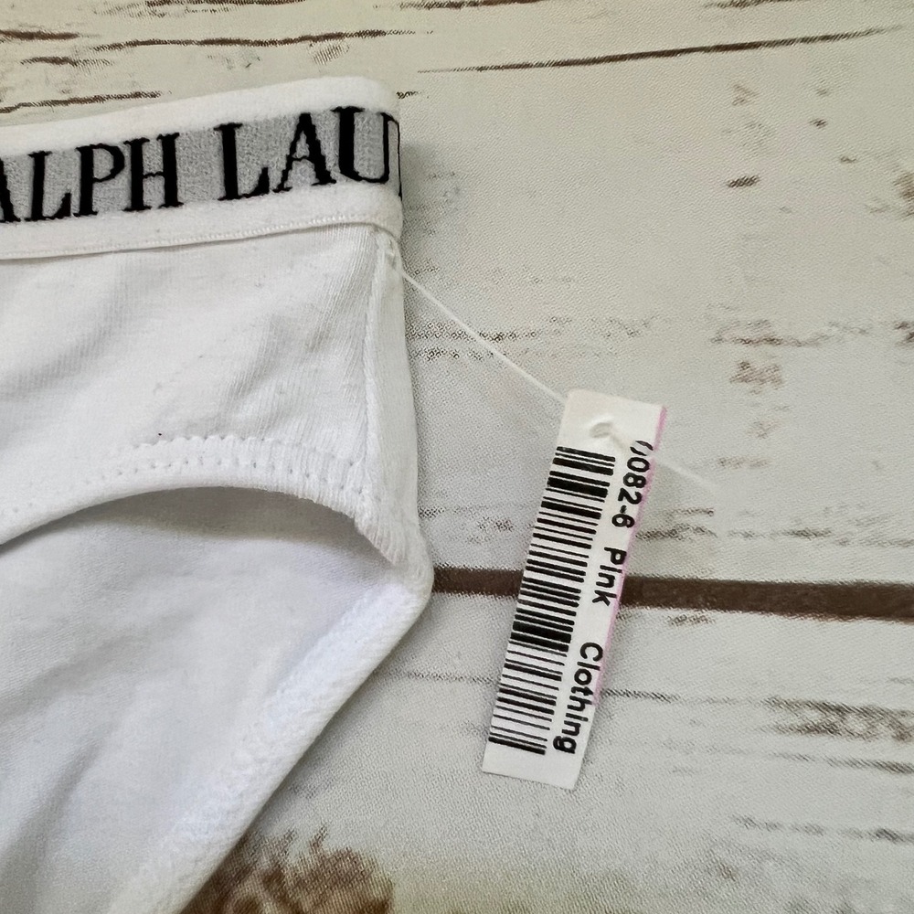 NEW Polo Ralph Lauren Underwear White Elastic Bikini Briefs Girls Size S 8-10 - Picture 2 of 4